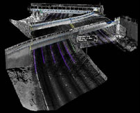 Bird's eye view of topographic mapping of freeway in Santa Ana